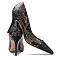 Snake Print Heels Stiletto Custom Women's Pumps Black Snake Genuine Leather Shoes Ladies Women custom Dress Shoes Heels